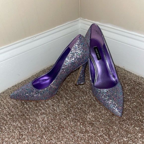 Nine West Shoes - Nine West Tatiana Pumps Purple Glitter Heels Size 8